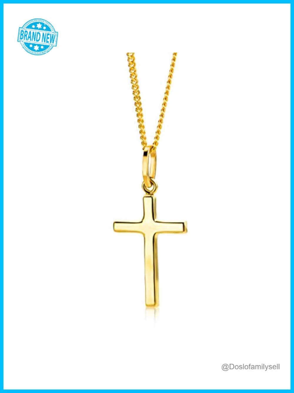 10k Yellow Gold Cross Pendant Necklace 925 Sterling Silver Chain